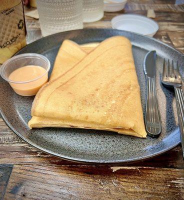 Ham and cheese crepe with house sauce