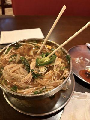 This is their Pho ga. Very tasty broth. The bowls keep your food hot.