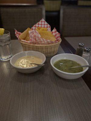 Chips Salsa and Queso Blanco.