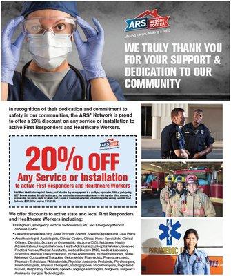 20% Off for 1st Responders & Healthcare Workers