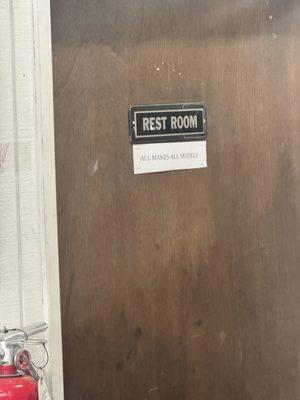 Very accommodating restroom. Read the sign