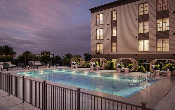 Swimming pool and sundeck area