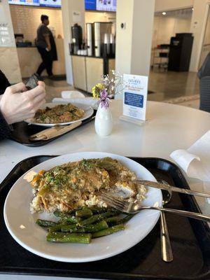 Roasted Chicken with a veggie curry and asparagus