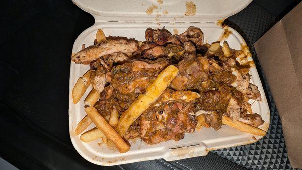 Loaded fries with oxtail gravy.