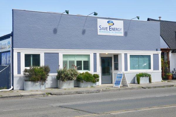 Our newly transformed offices at 315 Petaluma Blvd, S. Come visit our showroom, with windows, entry and siding displays.