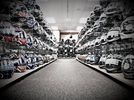 One of many rows of helmets!