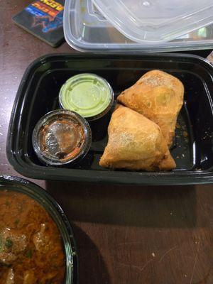Samosas and chutneys
