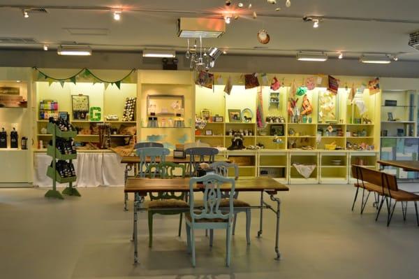 Shop Interior - Tables made from reclaimed barn wood and assembled by students from Hunterdon County Polytech