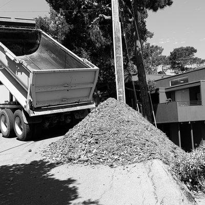 Transfer load delivery of wood chips