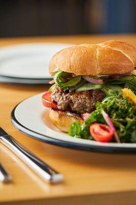 lamb burger w/kale salad