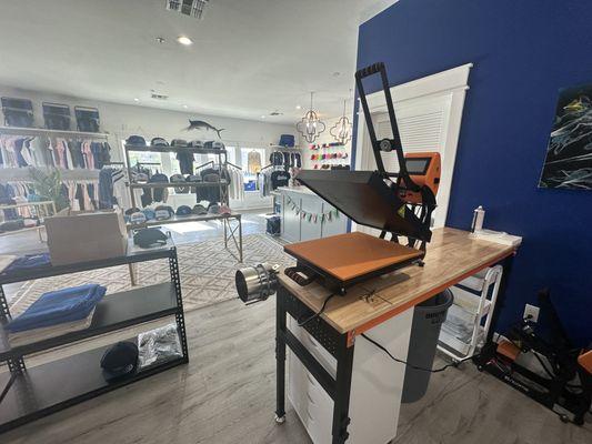 this is our heat press we use it to put an image on a shirt.