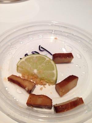 Disgusting brown cubed "mushrooms" or "pork" who knows I didn't eat them