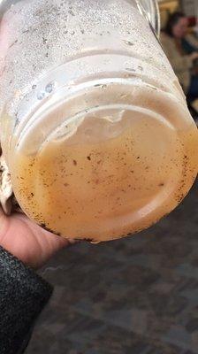 Coffee grinds at the bottom of my ice coffee :(