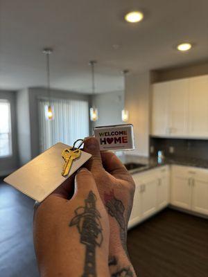 Our beautiful welcome home key and card!