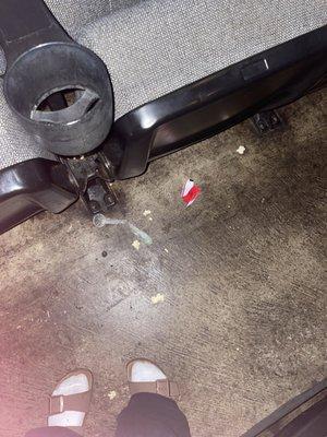 used condom on the fooor