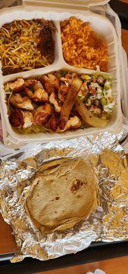 Combo shrimp plate and fresh tortillas.