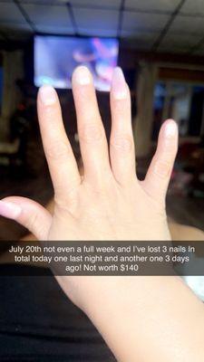 My original nail tech has been on vacation now my second time visiting since she's been on gone costing me a total of $250 bucks.