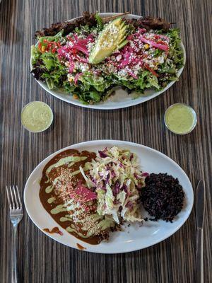 The salad was great! The mole sauce & slaw were divine but inside the enchilada was lacking, since it was just quinoa.