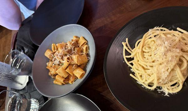 Rigatoni Bolognese and Cacio e Pepe