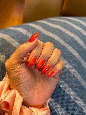 UV gel with gel top coat. Refill was 50$ this was by Kim