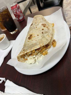 My husband was excited over how much food there was in his burrito. And yes he ate every bite.