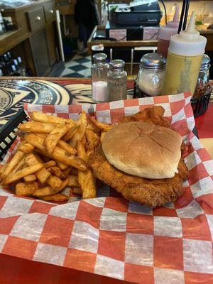 Tenderloin sandwich and fries