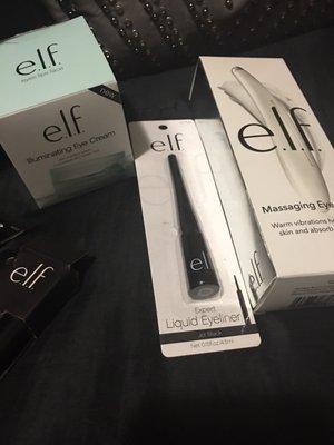 Elf products must haves for your make up kit: eyeliner, eye creme and eye massage machine