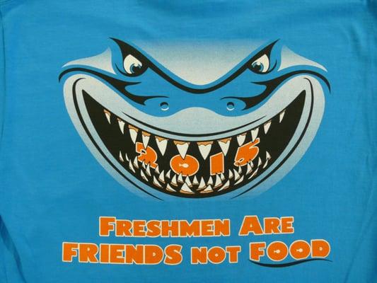 El Modena HS FRESHMAN showed their spirit in this 3 color clever design on a turquoise too