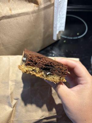Dry inside of burnt brownie
