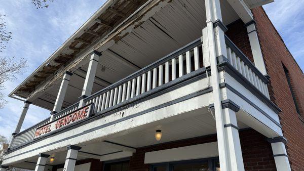 The porch ceiling of the Vendome.