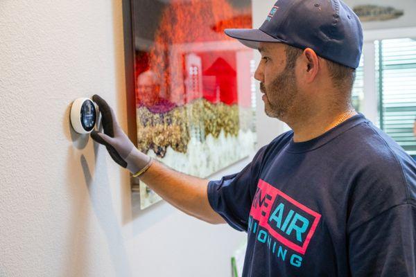 Taking care of the customer, and checking operation after a maintenance.