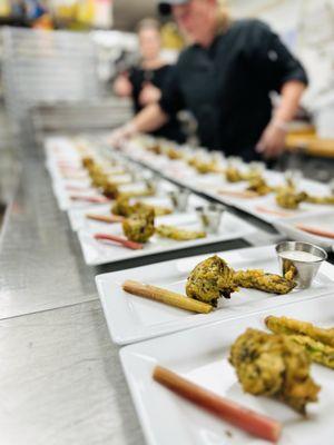 Create a picture perfect menu with our custom catering experience, like this Farm to Wooden Spoon meal.