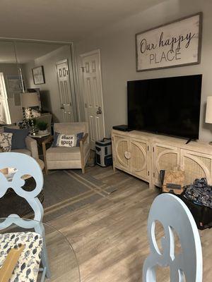 Living space with large TV