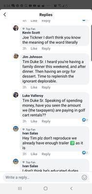 This is the type of disgusting language that this man uses to a man defending the president.