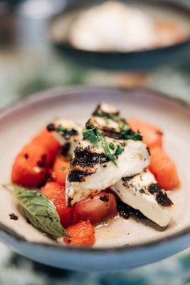 Halloumi (grilled halloumi, watermelon, basil, dried kalamata, fig balsamic)