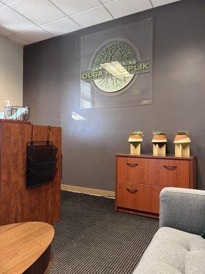 Waiting room of law office.