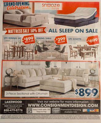 Back of the Grand Opening Celebration flyer