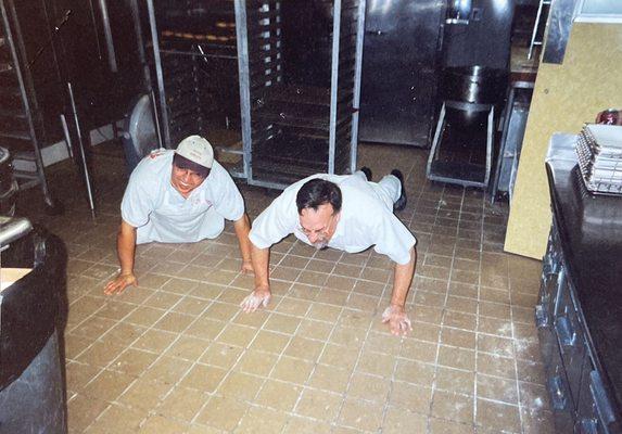 Calisthenics to warm up for some heavy donut production!