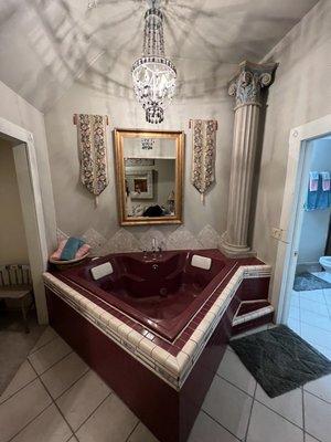 Heart shaped jacuzzi in honeymoon suite