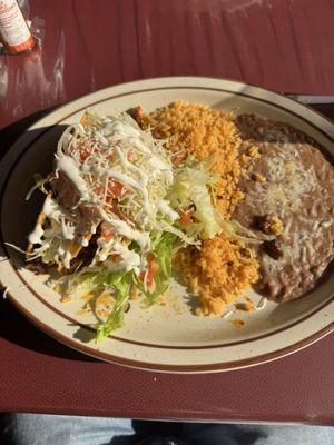 Tacos, beans and rice