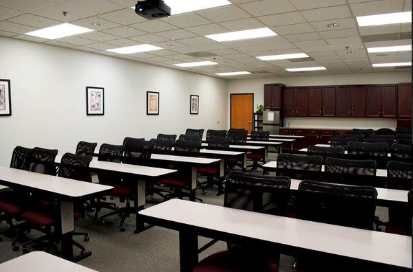 Our Irvine location has seating for 65 in our auditorium.