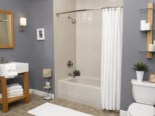 Grey Pia Tub with Grey Walls, Lifetime Warranty, Installed in as little as a day