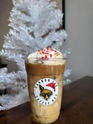 peppermint latte with whipped cream