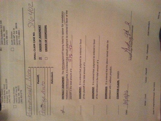 SMALL CLAIMS: JUDGMENT DECISION...