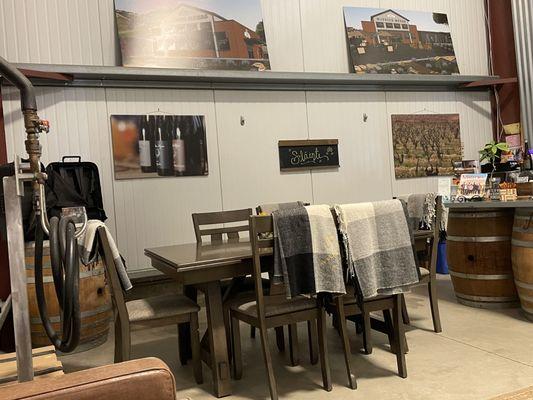 Rustic tasting room.