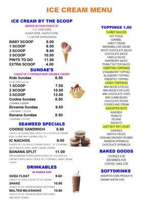 Ice Cream Menu