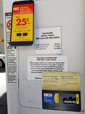 Fed fuel tax $.184/gallon, CA fuel tax $0.473/gal ~ that's $0.657/gal together plus sales tax!