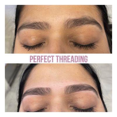 Before and after eyebrow threading