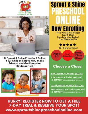 Sprout & Shine Preschool Online