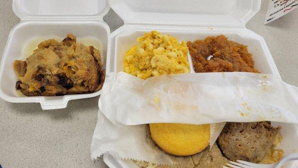 Bread pudding Mac and Cheese Corn muffin Salisbury Steak